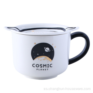 Taza de café de cerámica para desayuno con tema de estrellas espaciales